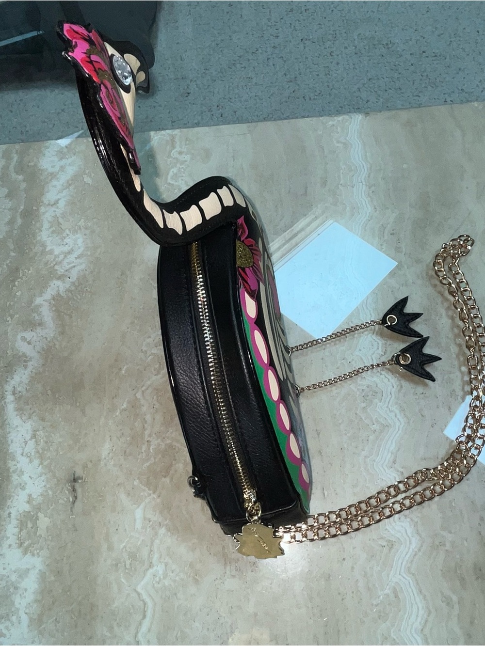 Betsey Johnson BETSEYVILLE Flamingo Sugerskull Crossbody glow in the dark! - Picture 10 of 10